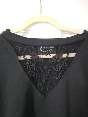 Midnight Hour Black V-Neck Sweatshirt with Embroidered Scorpion